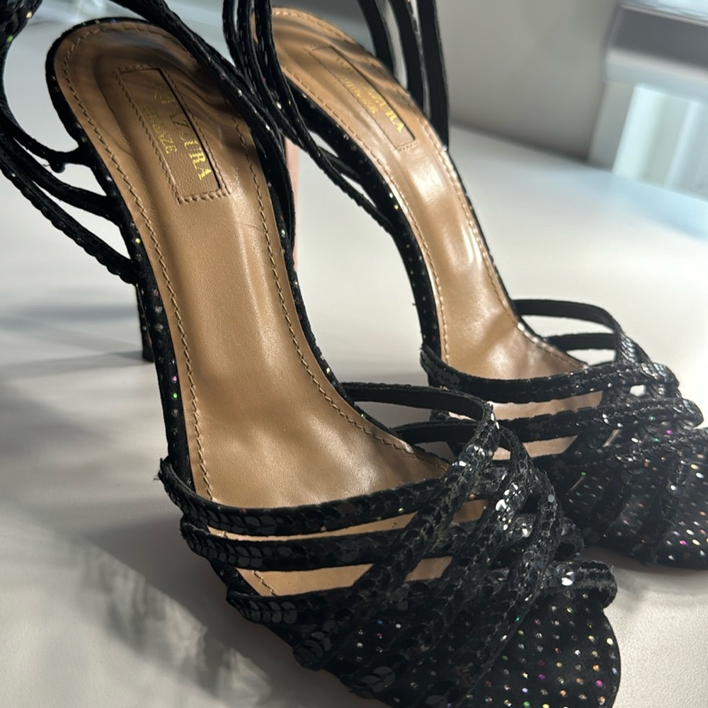 Aquazurra black open toe heels size 38.5